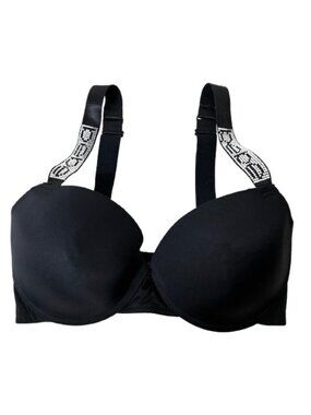Bebe Shine Strap Push-up Bra Black Sz 34DD